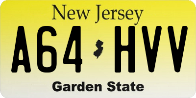 NJ license plate A64HVV