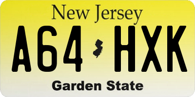 NJ license plate A64HXK