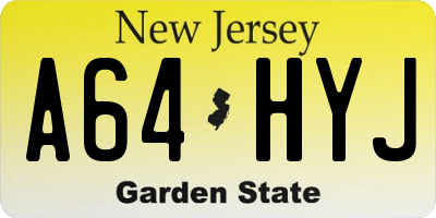 NJ license plate A64HYJ