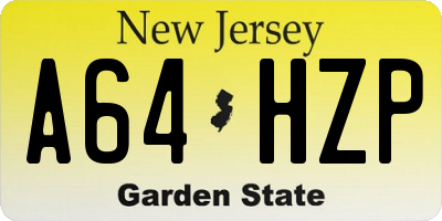 NJ license plate A64HZP