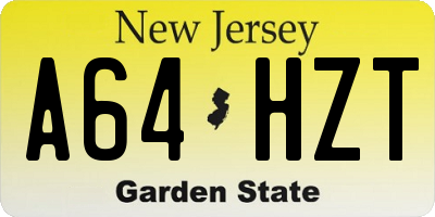 NJ license plate A64HZT
