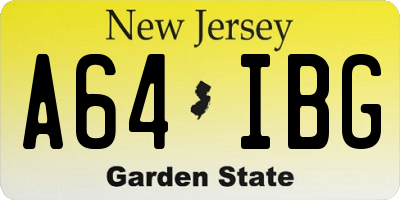 NJ license plate A64IBG