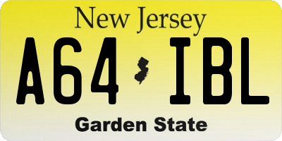 NJ license plate A64IBL