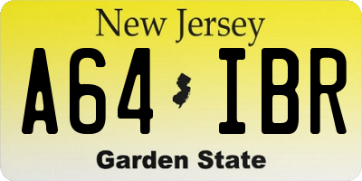 NJ license plate A64IBR