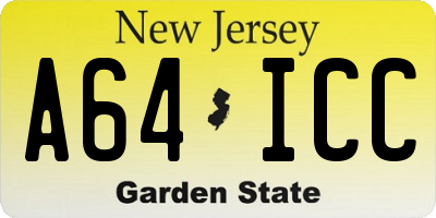 NJ license plate A64ICC