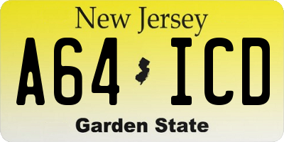 NJ license plate A64ICD
