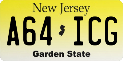 NJ license plate A64ICG