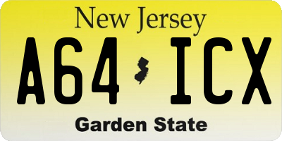 NJ license plate A64ICX