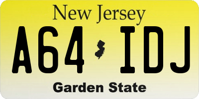 NJ license plate A64IDJ