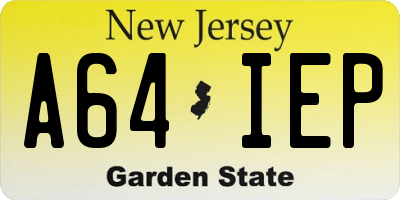 NJ license plate A64IEP