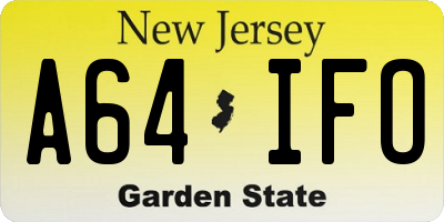 NJ license plate A64IFO