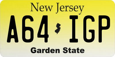 NJ license plate A64IGP