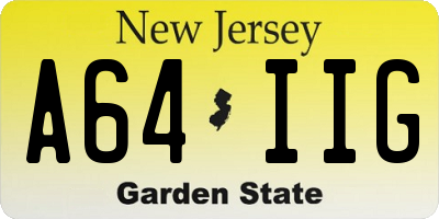 NJ license plate A64IIG