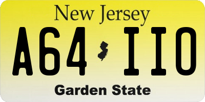 NJ license plate A64IIO