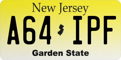 NJ license plate A64IPF