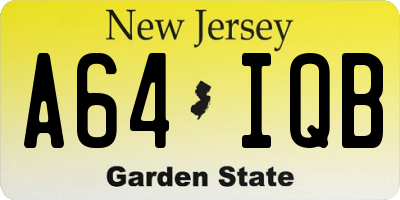 NJ license plate A64IQB