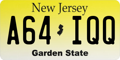 NJ license plate A64IQQ