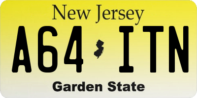 NJ license plate A64ITN