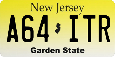 NJ license plate A64ITR