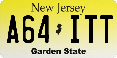 NJ license plate A64ITT