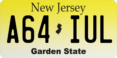 NJ license plate A64IUL