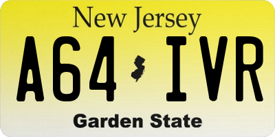 NJ license plate A64IVR