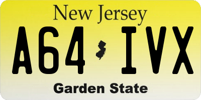 NJ license plate A64IVX