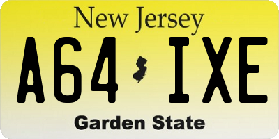NJ license plate A64IXE