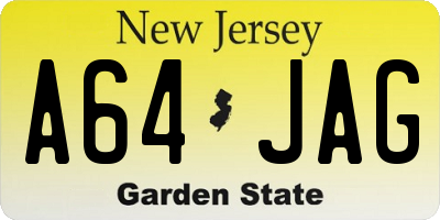 NJ license plate A64JAG