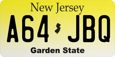 NJ license plate A64JBQ