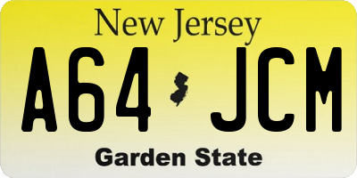NJ license plate A64JCM