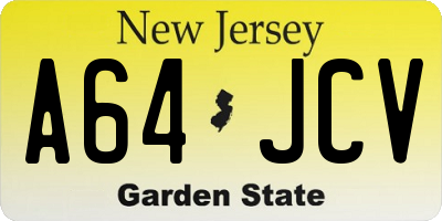 NJ license plate A64JCV