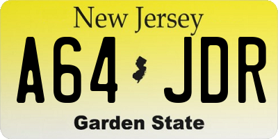 NJ license plate A64JDR