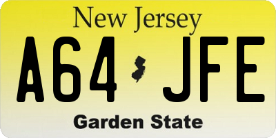 NJ license plate A64JFE