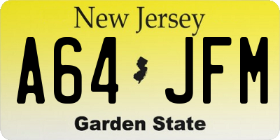 NJ license plate A64JFM