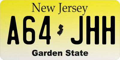 NJ license plate A64JHH