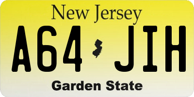 NJ license plate A64JIH