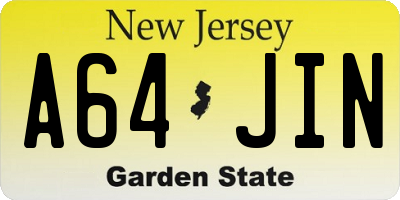 NJ license plate A64JIN