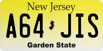 NJ license plate A64JIS
