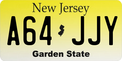 NJ license plate A64JJY