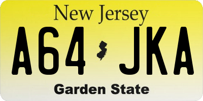 NJ license plate A64JKA