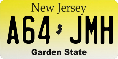 NJ license plate A64JMH