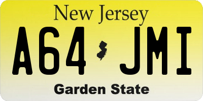 NJ license plate A64JMI