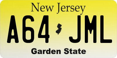 NJ license plate A64JML