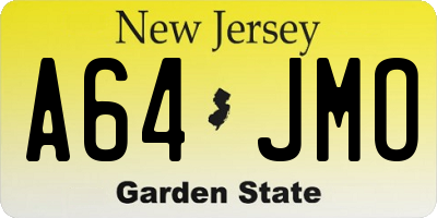 NJ license plate A64JMO