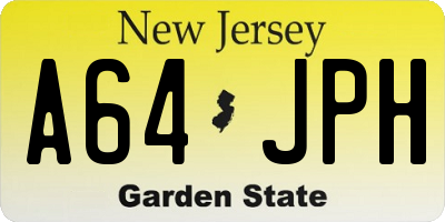 NJ license plate A64JPH