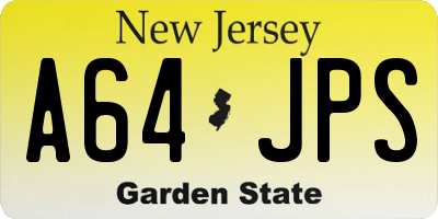 NJ license plate A64JPS