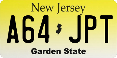 NJ license plate A64JPT