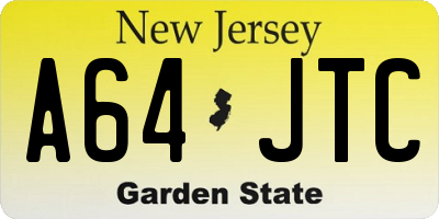 NJ license plate A64JTC