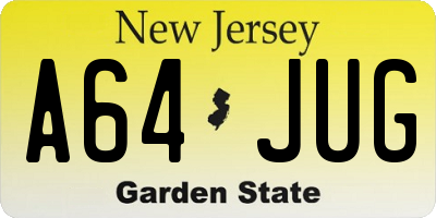 NJ license plate A64JUG
